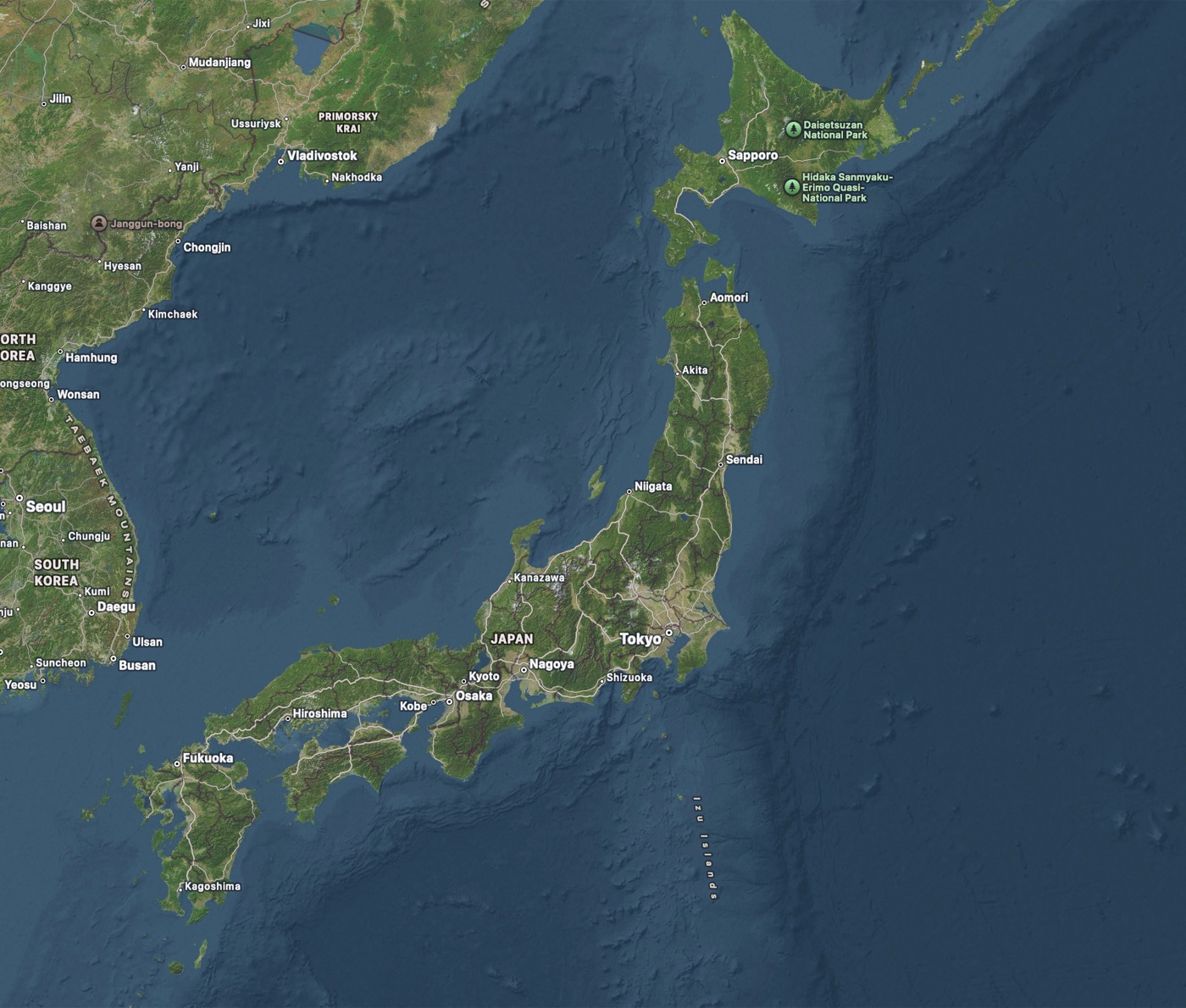 Map of Japan with cities